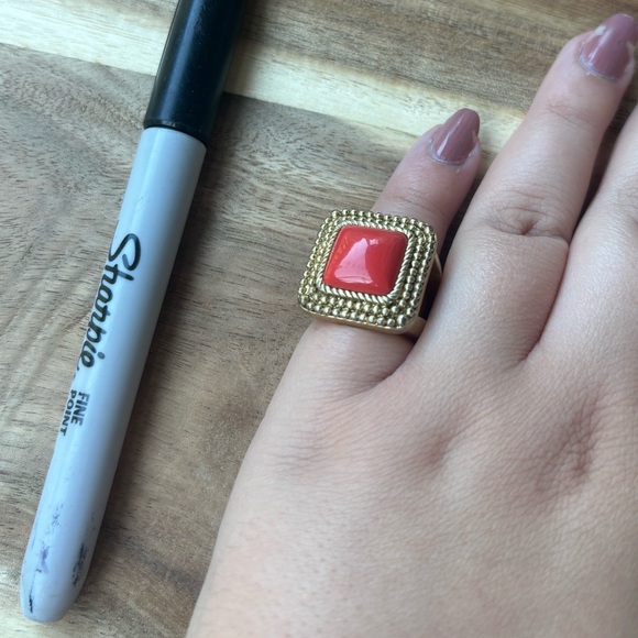 Lia Sophia Gold Toned and Coral Ring - Picture 5 of 6